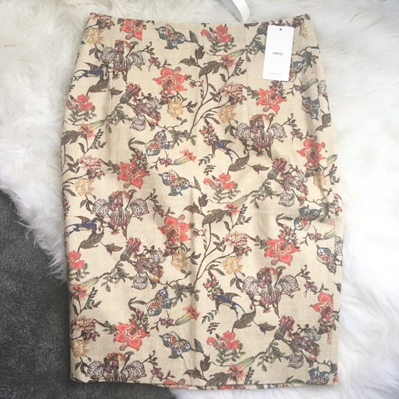 Mango Dresses & Skirts - NWT Mango MNG Floral Bird Pencil Skirt